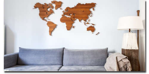 19-piece Wooden Wall World Map