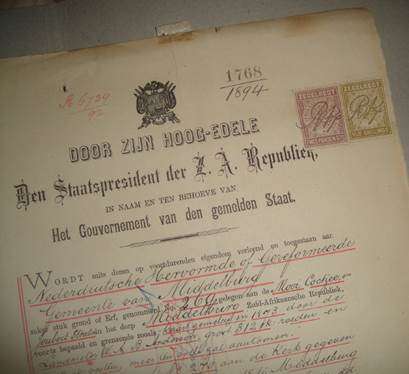 WOW!! Rare original President SJP Kruger signature on Official 1894 ZAR document!