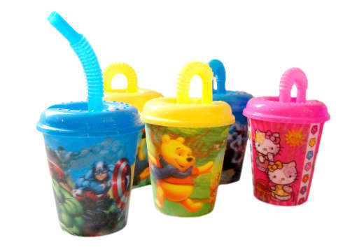 KIDS CARTOON CUPS WITH STRAW