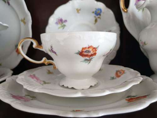 Very Large Rosenthal Pompadour Tea and Coffee Set for 10 / 39 Pieces. Decorated with differ