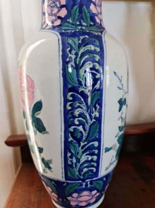 Chinese Vase Decorated with Flowers and Birds. 355mm tall and 150mm wide.