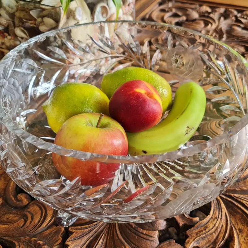 Very Large Crystal Fruit Bowl. So Glamorous!  This very attractive, early crystal bowl from the 1950