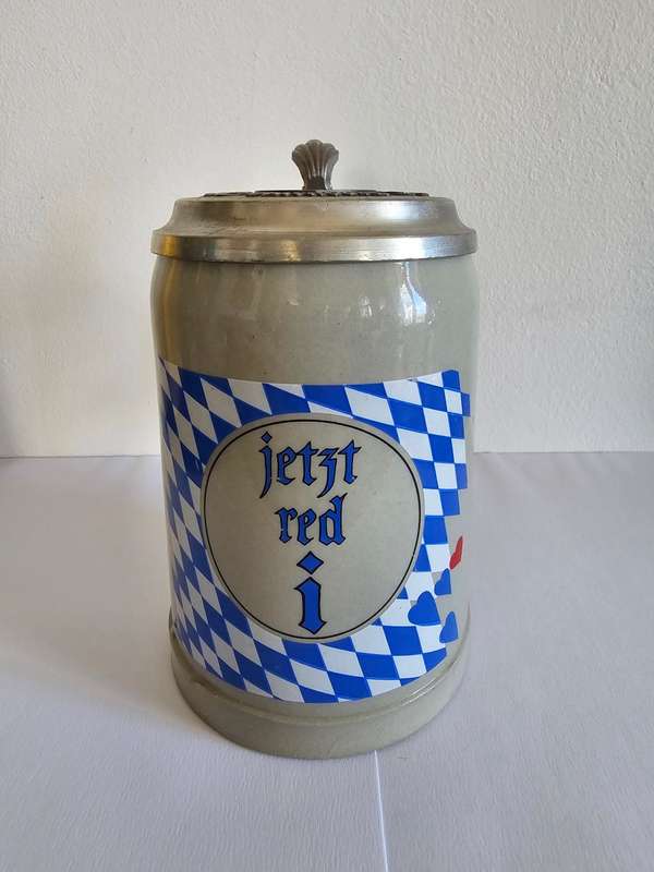 * Rare Antique German Beer Stein | Reichs-Zinn Lid | Bavarian Diamond Pattern