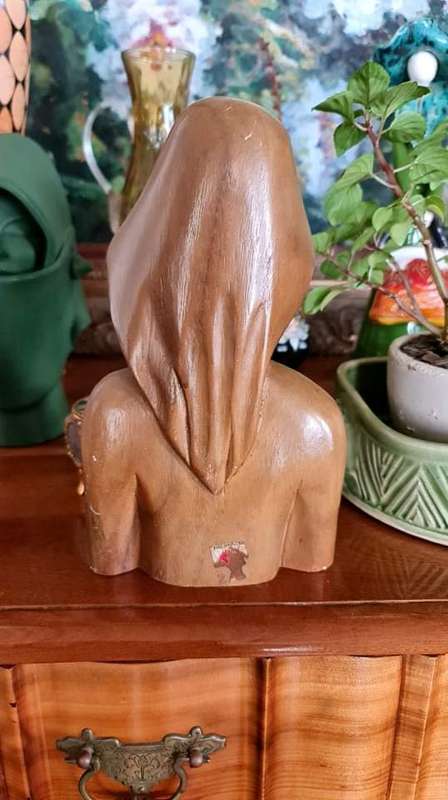 Contemporary Art Piece. Vintage Wooden Bust. Hand carved and from the Philippines.