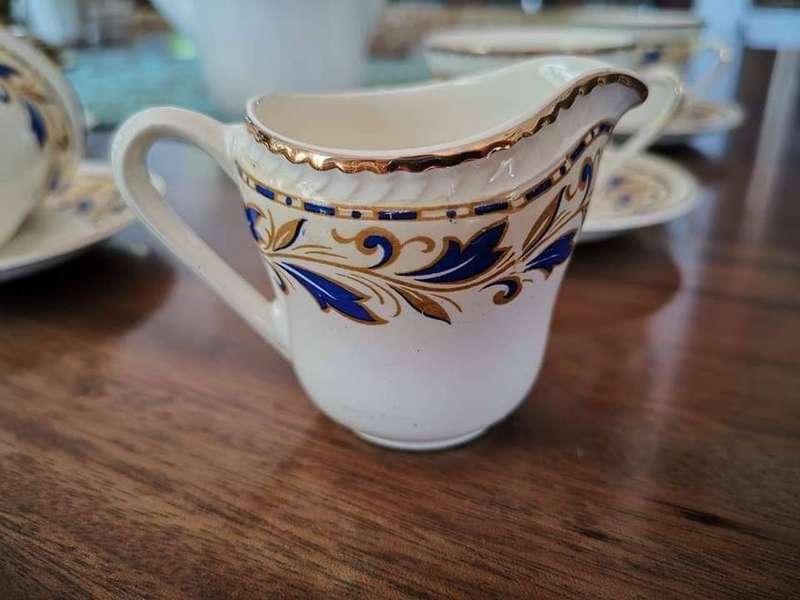 Portland Pottery Cobridge Staffordshire England Coffee Set in the Beautiful Blue & Gold Cobridge.