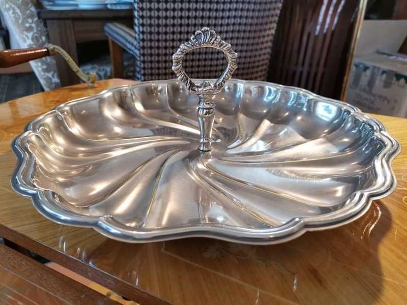 Silverplate Serving Tray with Removable Handle.