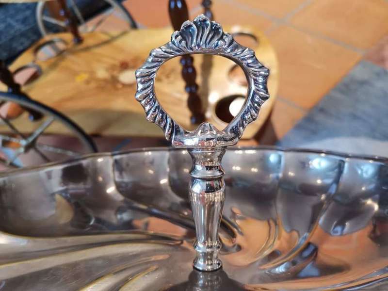 Silverplate Serving Tray with Removable Handle.