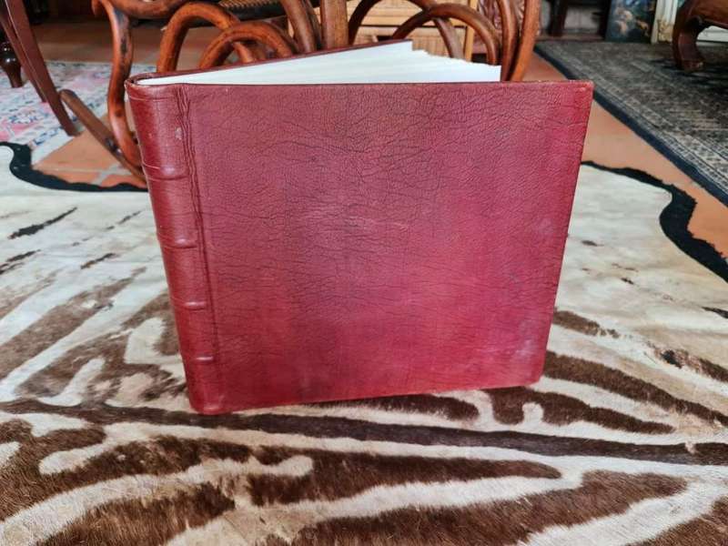 Very Large Leather Bound Blank Flower Pressing Book.