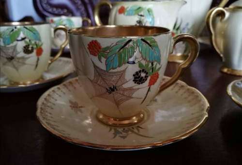 Very Rare Complete Carlton Ware Gold Royale Spiders Web 1582 coffee set.