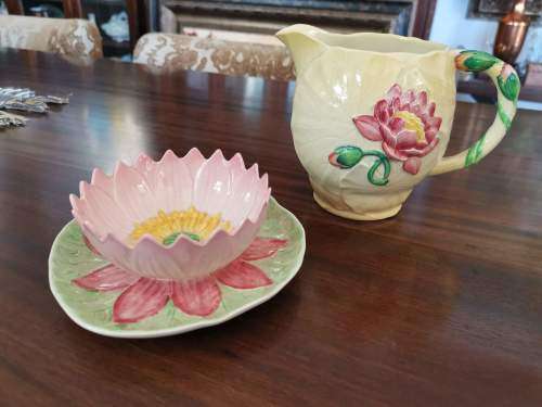 Carltonware, Made in England Porcelain Handpainted Jug and Waterlily Plate