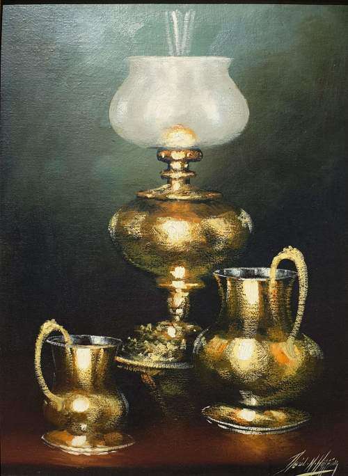 Still live by Denzil Herring. Oil on board in excellent condition.