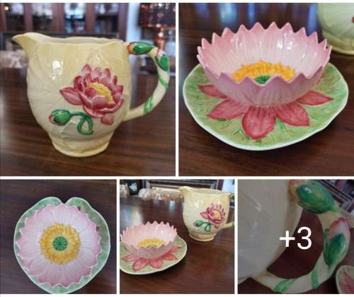 Carltonware, Made in England Porcelain Handpainted Jug and Waterlily Plate