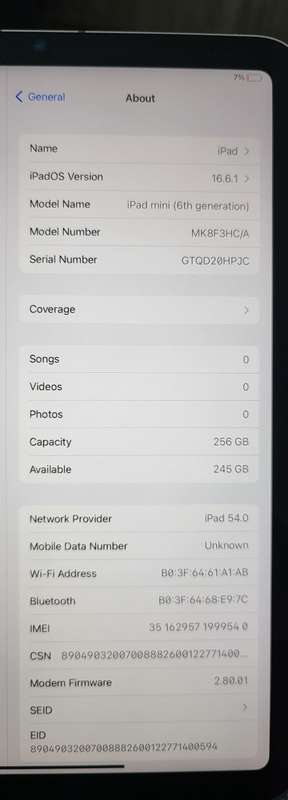 !!!RETAILS FOR 19K!!! Apple IPAD Mini 6th Gen 256gb Wifi + Cellular 5G