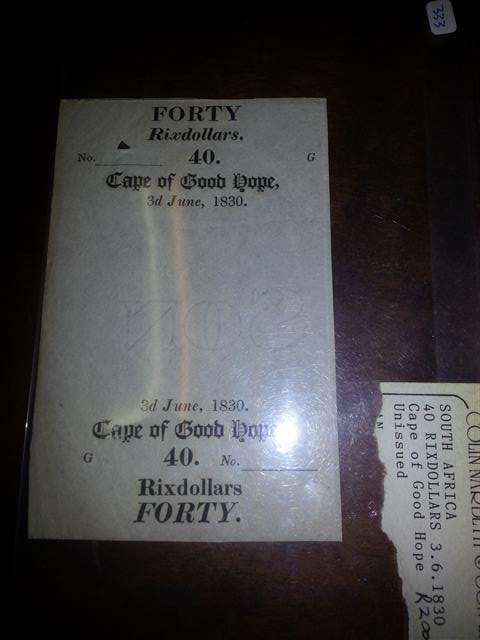 Cape of Good Hope Unissued 40 Rix Dollars