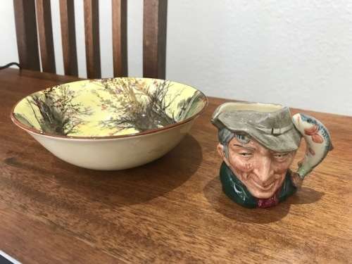 ROYAL DOULTON - THE POACHER, D6515 CHARACTER JUG AND 1 X ROYAL DOULTON BOWL