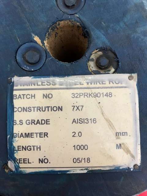 1000 METER ROLL OF 2mm STAINLESS STEEL WIRE ROPE