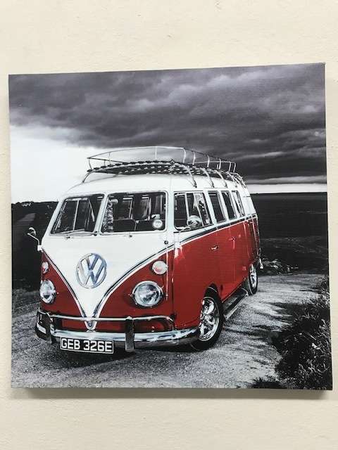 400 x 400 PRINTED CANVAS - VW COMBI - RED
