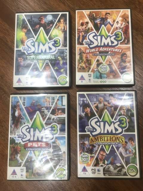 SIMS 3 PC EXPANSION PACKS X 4 - BID PER DISK TO TAKE ALL 4