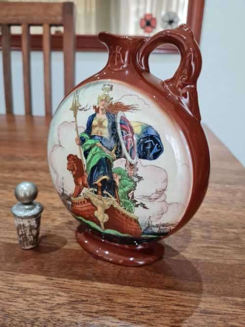 RARE -  Royal Doulton Kingsware Dewars Whisky Peace Circular Flask/Decanter No.181 Rd670019