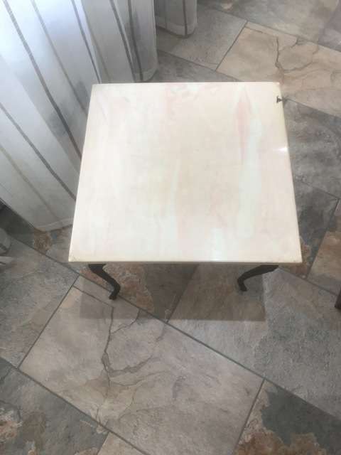 CAST IRON SIDE TABLE WITH MARBLE TOP 430X430X400