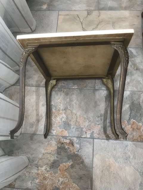 CAST IRON SIDE TABLE WITH MARBLE TOP 430X430X400