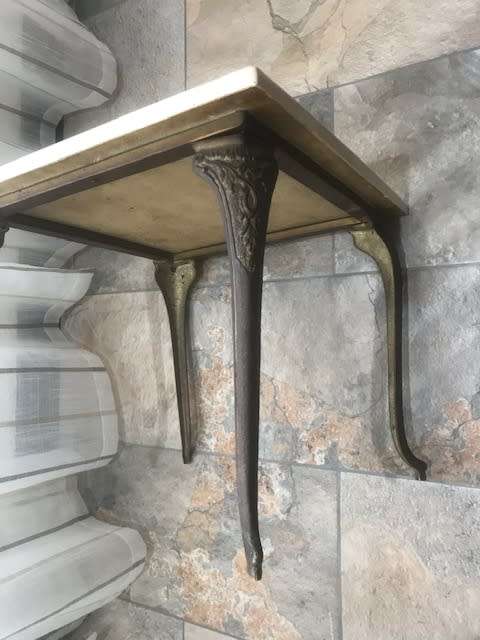 CAST IRON SIDE TABLE WITH MARBLE TOP 430X430X400