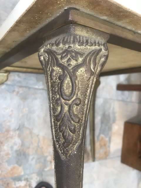 CAST IRON SIDE TABLE WITH MARBLE TOP 430X430X400
