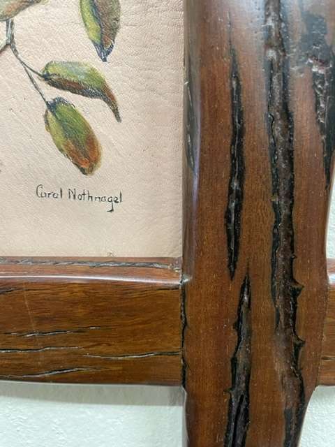 AN ORIGINAL CAROL NOTHNAGEL PAINTING ON GENUINE LEATHER WITH SOLID WOOD FRAME (LOT 2)