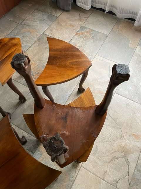 BEAUTIFUL VINTAGE and VERY UNIQUE - IMBUIA BALL AND CLAW SOLID WOOD SIDE TABLES / COFFE TABLE