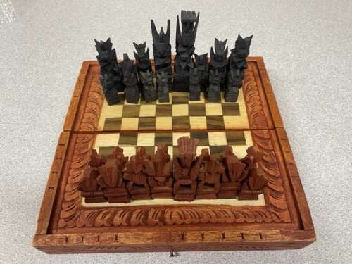 HAND CARVED WOODEN CHESS SET FROM THAILAND