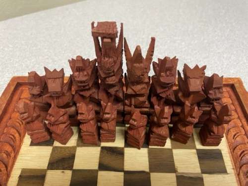 HAND CARVED WOODEN CHESS SET FROM THAILAND