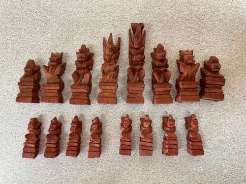 HAND CARVED WOODEN CHESS SET FROM THAILAND