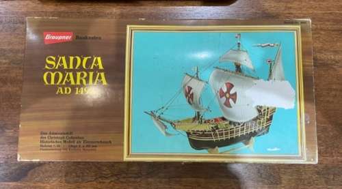 VINTAGE WOODEN SHIP MODEL KIT - GRAUPNER SANTA MARIA AD 1492
