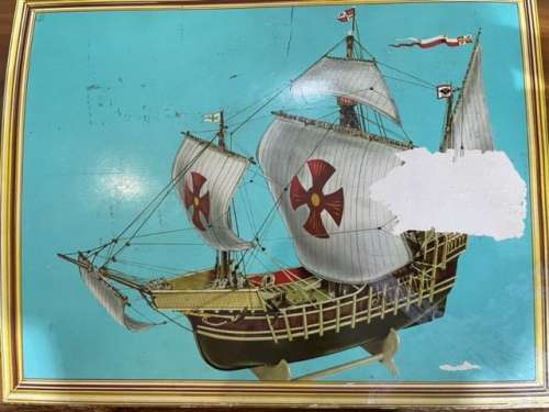 VINTAGE WOODEN SHIP MODEL KIT - GRAUPNER SANTA MARIA AD 1492
