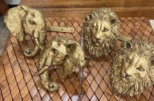 2 sets of very unique Elephant & Lion curtain tie-backs
