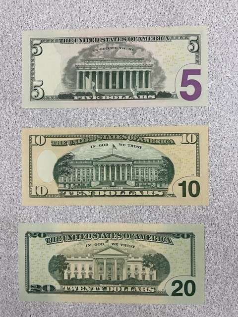 USA Five, Ten & Twenty Dollar Bills - AUNC/UNC condition (bid for the lot)