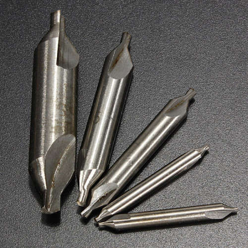 5pcs 60 Degree HSS Combined Center Drill