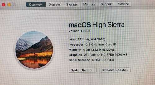 27" iMac 2,8GHz Intel core i5 mid 2010