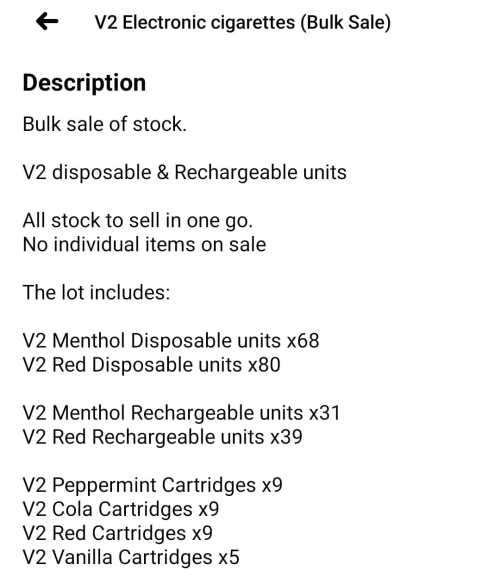 ALL OFFERS WILL BE CONSIDERED | V2 Electronic Cigarettes and Cartridges | FREE STD SHIPPING*