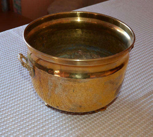 old brass planter