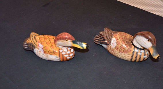 2 handpainted wooden ducks
