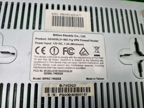 Billion 3G/ADSL2+ 802.11g VPN Firewall router