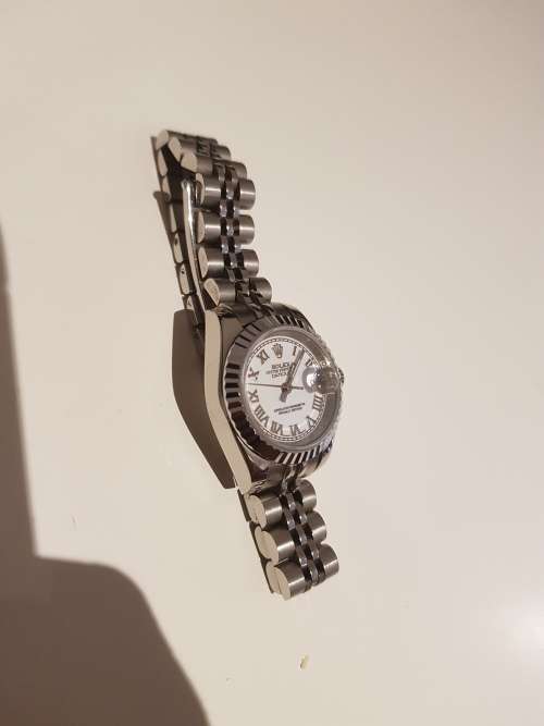 Ladies Rolex 179174 SS Datejust White Roman Dial MINT