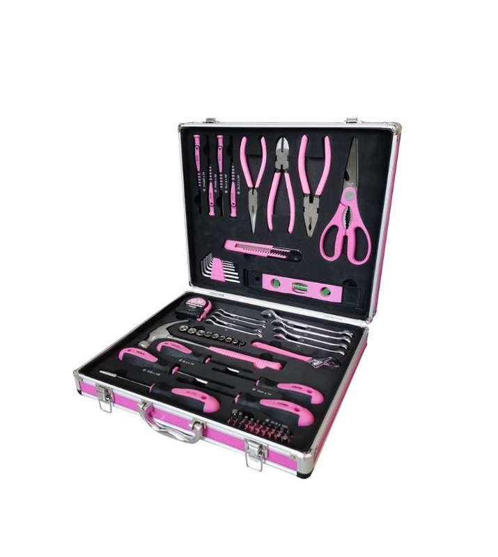 63 Piece Pink Tool Set With Aluminium Case