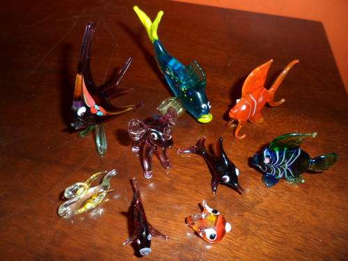 9 MINITURE MURANO ORNAMENTS