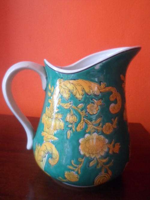 VIBRANT TURQUOISE AND YELLOW PITCHER