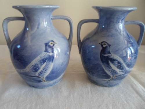 STUNNING PAIR OF ART DECO HANDPAINTED CAULDON WARE VASES