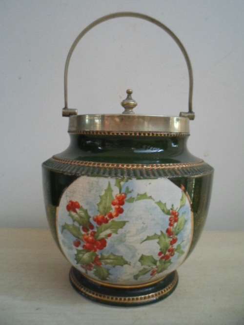 VINTAGE "CHRISTMAS" BISCUIT BARREL