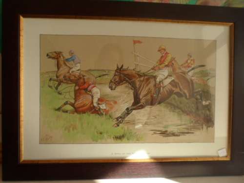 WELL FRAMED M DOROTHY HARDY PRINT: A SPILL AT THE WATER-JUMP