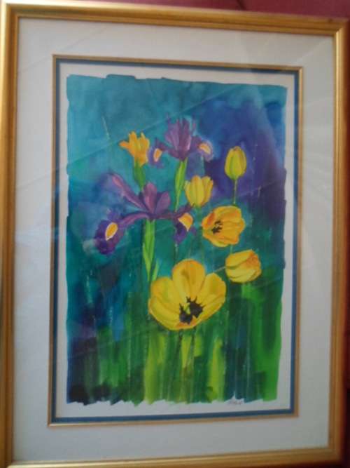 HETTIE SAAIMAN: VALUABLE LARGE SIGNED ORIGINAL ACRYLIC INK  PAINTING